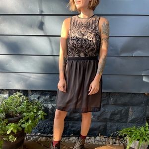 Modcloth Black and Nude Mesh Dress